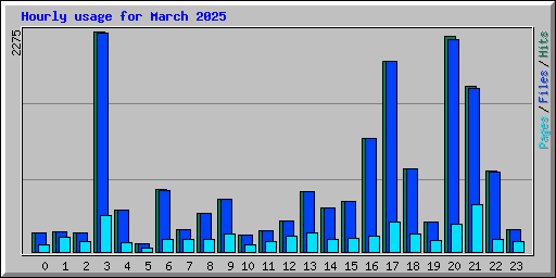 Hourly usage for March 2025